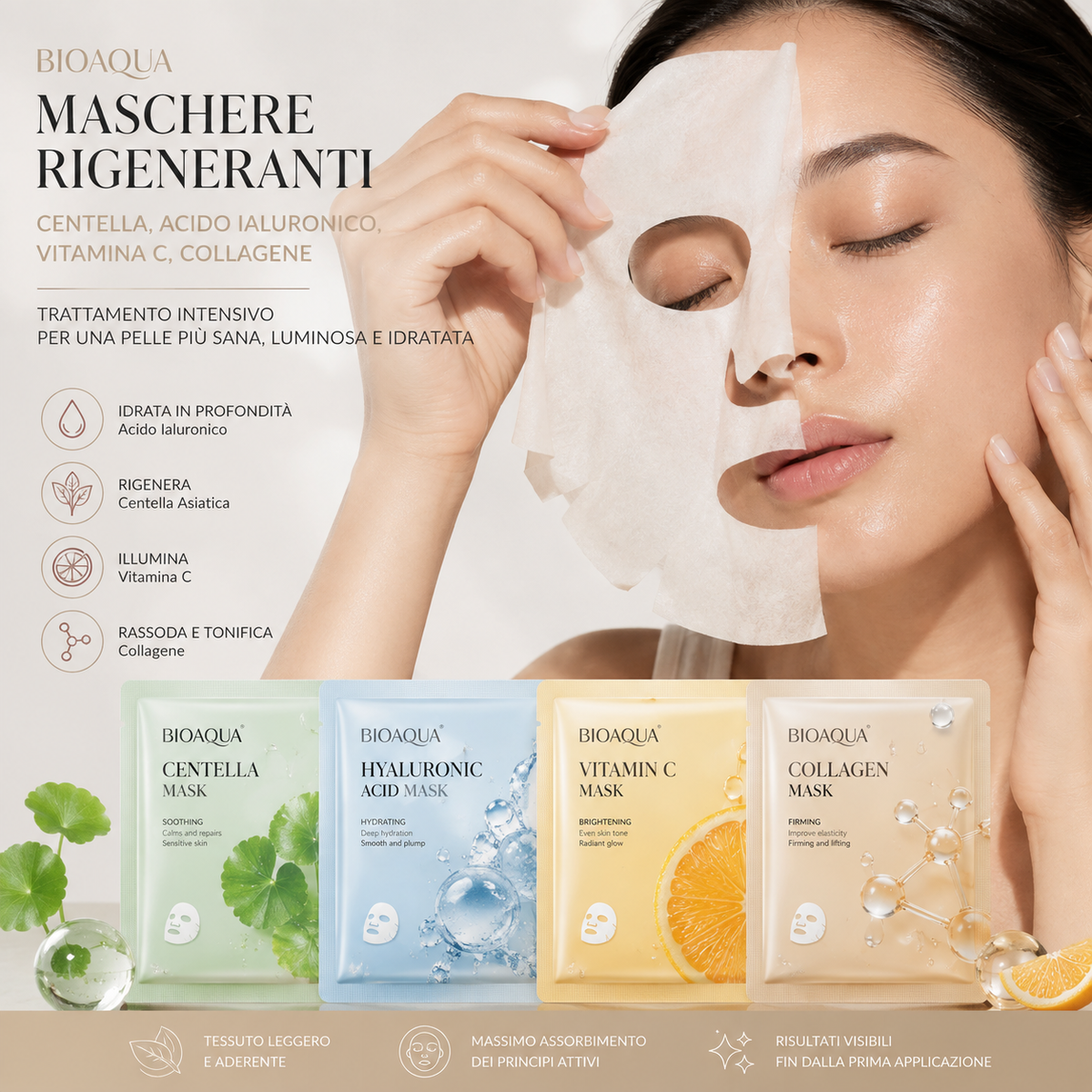 BIOAQUA - Maschere Trattamento Intensivo viso